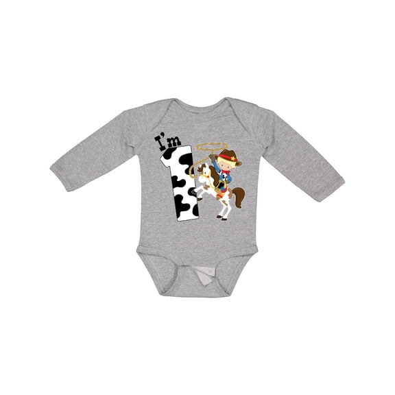 Inktastic I'm One-cowboy Riding Horse Birthday Boys Long Sleeve Baby Bodysuit
