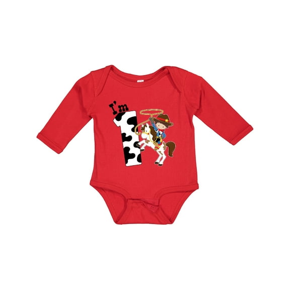 Inktastic I'm One-cowboy Riding Horse Birthday Boys Long Sleeve Baby Bodysuit