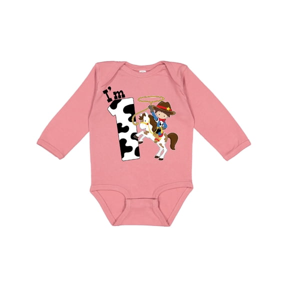 Inktastic I'm One-cowboy Riding Horse Birthday Boys Long Sleeve Baby Bodysuit