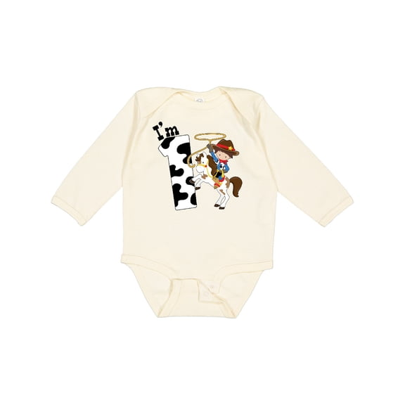 Inktastic I'm One-cowboy Riding Horse Birthday Boys Long Sleeve Baby Bodysuit