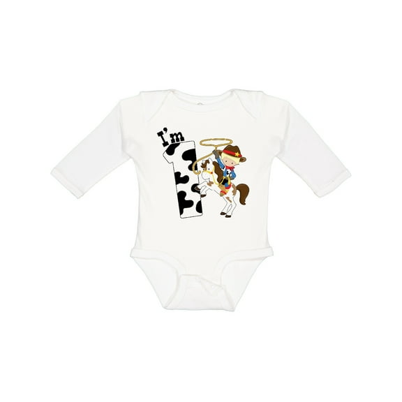 Inktastic I'm One-cowboy Riding Horse Birthday Boys Long Sleeve Baby Bodysuit