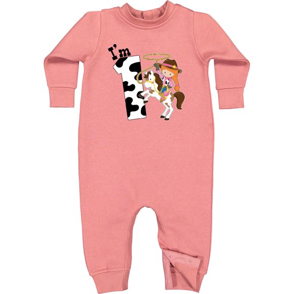 Inktastic I'm One-cowgirl Riding Horse Birthday Baby Fleece Romper