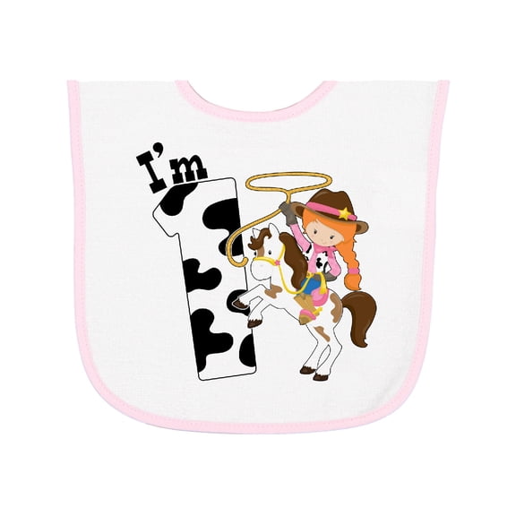 Inktastic I'm One-cowgirl Riding Horse Birthday Baby Terry Cloth Bib