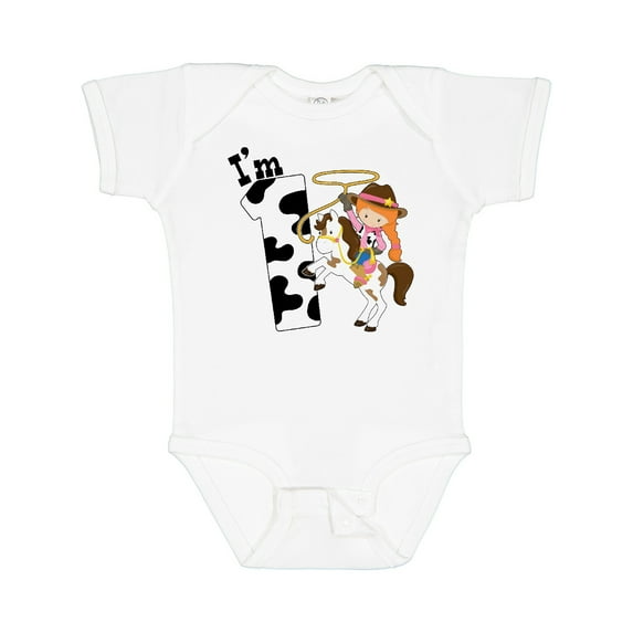 Inktastic I'm One-cowgirl Riding Horse Birthday Girls Baby Bodysuit