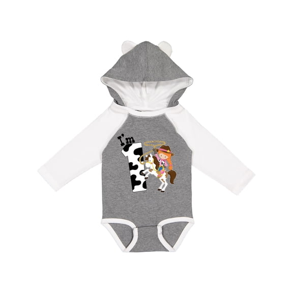 Inktastic I'm One-cowgirl Riding Horse Birthday Girls Long Sleeve Baby Bodysuit