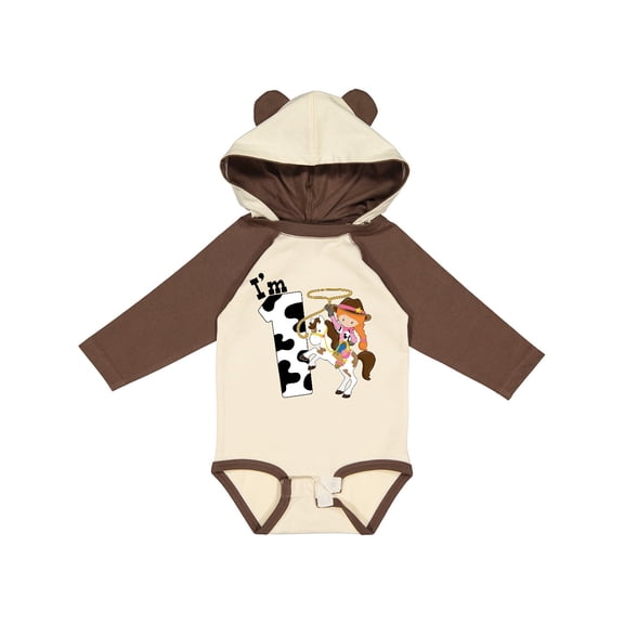 Inktastic I'm One-cowgirl Riding Horse Birthday Girls Long Sleeve Baby Bodysuit