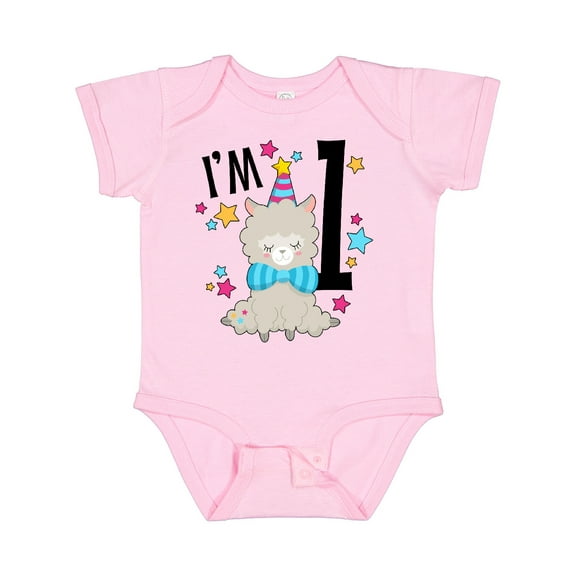 Inktastic I'm One- cute llama first birthday Boys or Girls Baby Bodysuit
