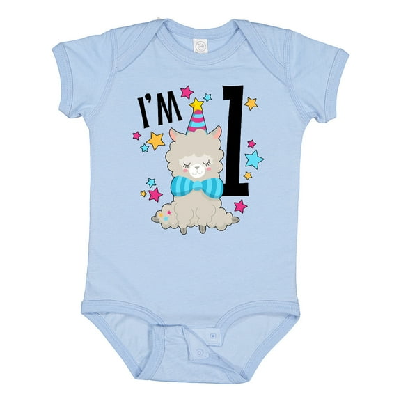 Inktastic I'm One- cute llama first birthday Boys or Girls Baby Bodysuit