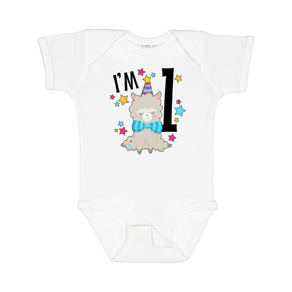 Inktastic I'm One- cute llama first birthday Boys or Girls Baby Bodysuit