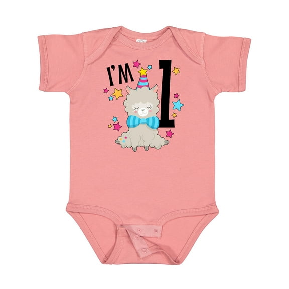 Inktastic I'm One- cute llama first birthday Boys or Girls Baby Bodysuit