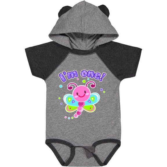 Inktastic I'm One- dragonfly First Birthday Girls Baby Bodysuit