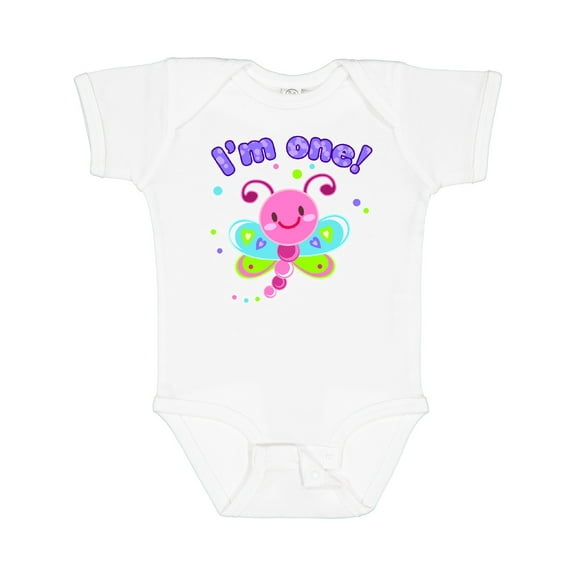 Inktastic I'm One- dragonfly First Birthday Girls Baby Bodysuit