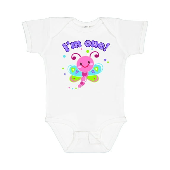 Inktastic I'm One- dragonfly First Birthday Girls Baby Bodysuit