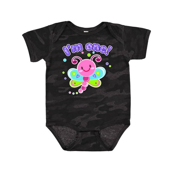 Inktastic I'm One- dragonfly First Birthday Girls Baby Bodysuit