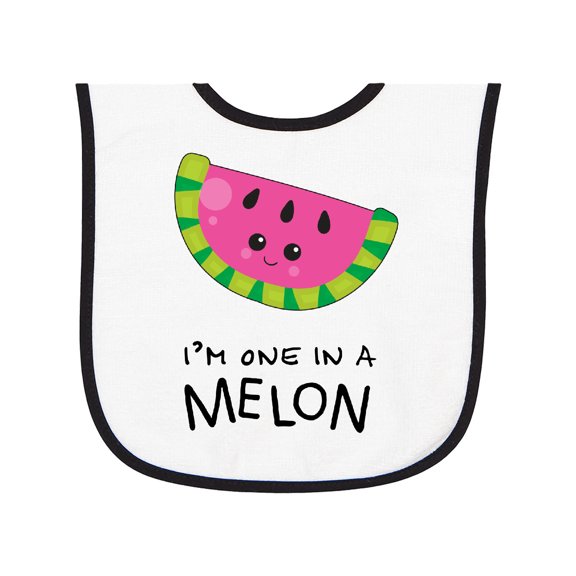 Inktastic I'm One in a Melon Cute Smiling Watermelon Baby Terry Cloth Bib