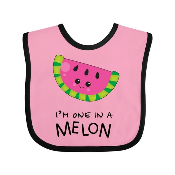 Inktastic I'm One in a Melon Cute Smiling Watermelon Boys or Girls Baby Bib