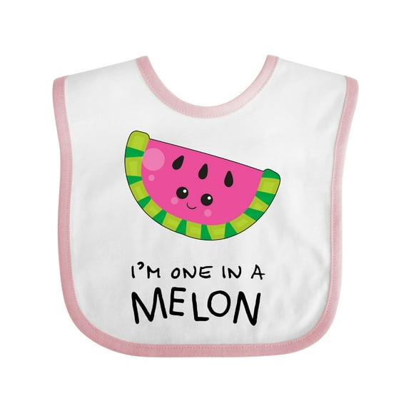 Inktastic I'm One in a Melon Cute Smiling Watermelon Boys or Girls Baby Bib