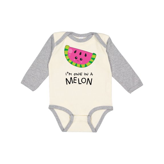 Inktastic I'm One in a Melon Cute Smiling Watermelon Boys or Girls Long Sleeve Baby Bodysuit