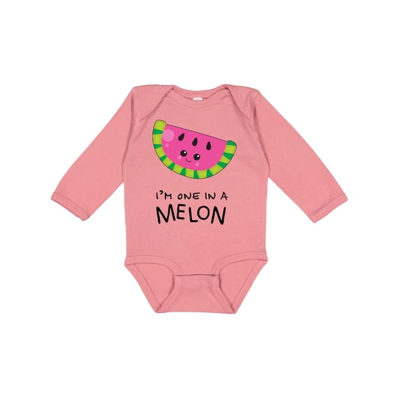 Inktastic I'm One in a Melon Cute Smiling Watermelon Boys or Girls Long Sleeve Baby Bodysuit