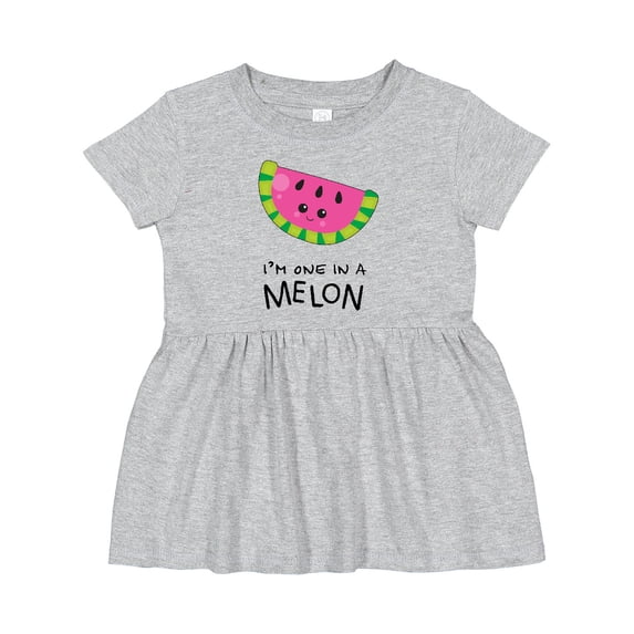 Inktastic I'm One in a Melon Cute Smiling Watermelon Girls Baby Dress