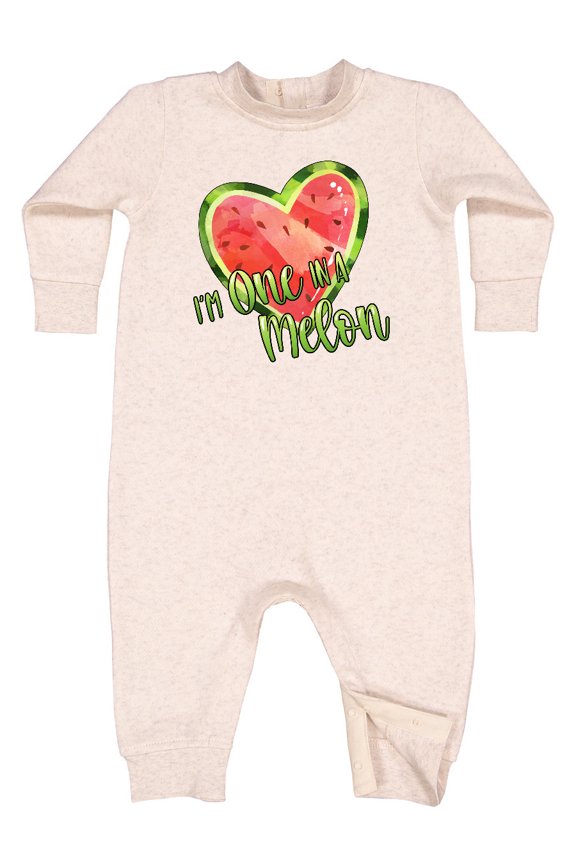 I'm One in a Melon Watermelon Heart Baby Fleece Romper