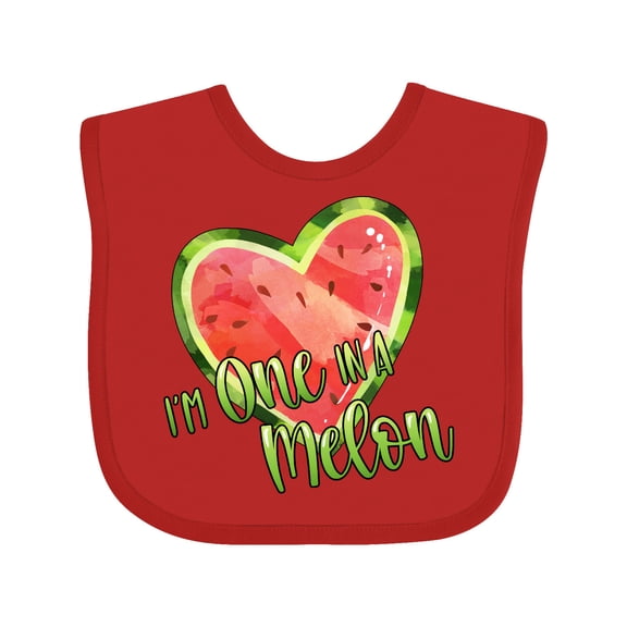 Inktastic I'm One in a Melon Watermelon Heart Boys or Girls Baby Bib
