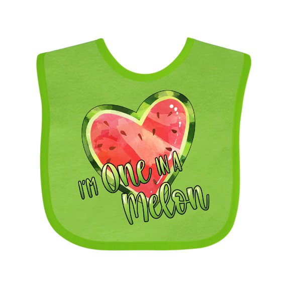 Inktastic I'm One in a Melon Watermelon Heart Boys or Girls Baby Bib