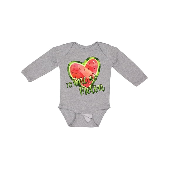 Inktastic I'm One in a Melon Watermelon Heart Boys or Girls Long Sleeve Baby Bodysuit