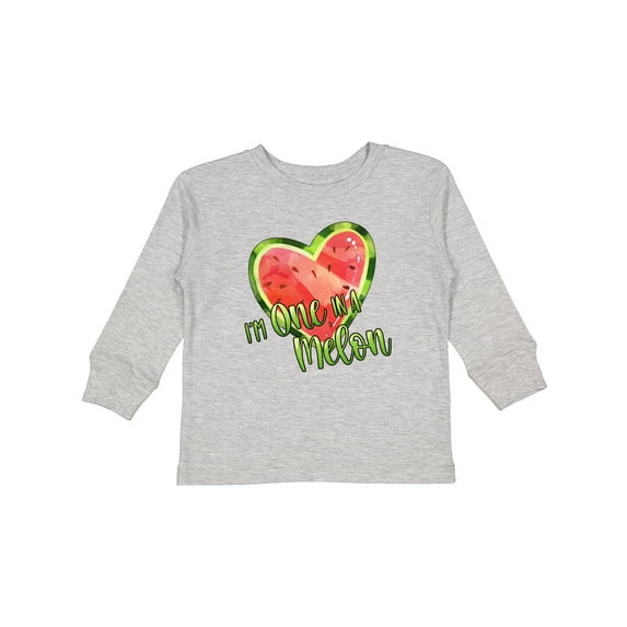Inktastic I'm One in a Melon- Watermelon Heart Boys or Girls Long Sleeve Toddler T-Shirt