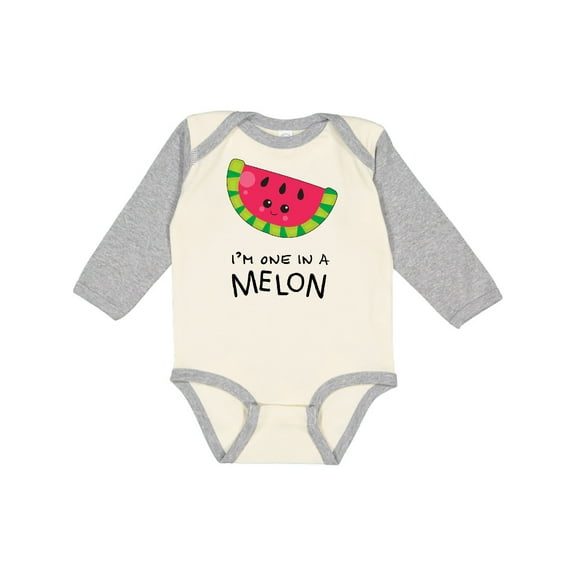 Inktastic I'm One in a Melon Watermelon Humor Boys or Girls Long Sleeve Baby Bodysuit