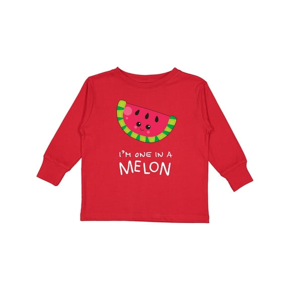 Inktastic I'm One in a Melon Watermelon Humor Boys or Girls Long Sleeve Toddler T-Shirt