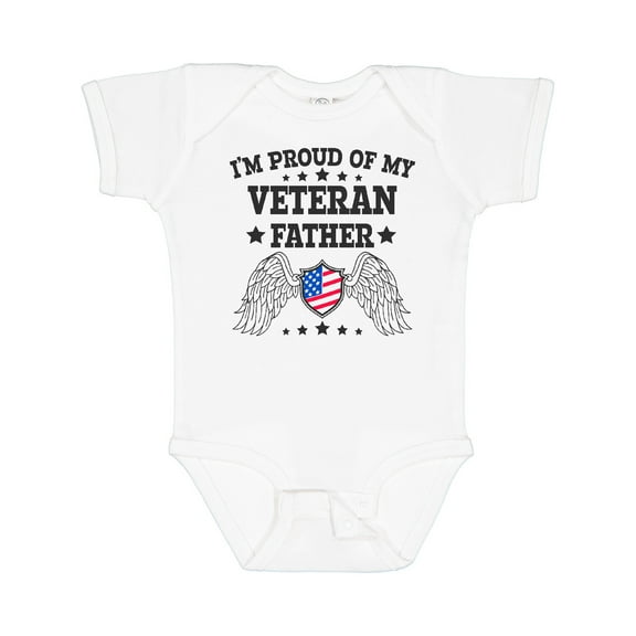 Inktastic I'm Proud of My Veteran Father with Shield Boys or Girls Baby Bodysuit