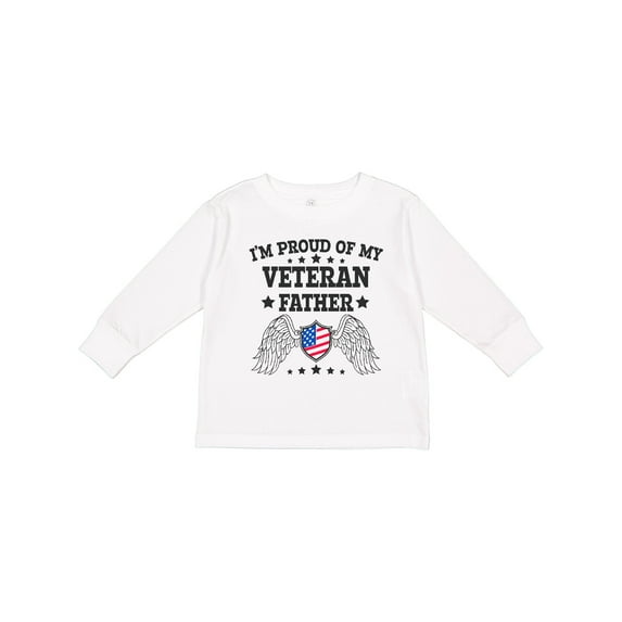 Inktastic I'm Proud of My Veteran Father with Shield Boys or Girls Long Sleeve Toddler T-Shirt