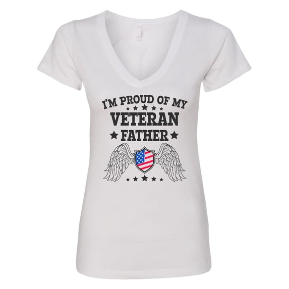 Inktastic I'm Proud of My Veteran Father with Shield Women's V-Neck T-Shirt