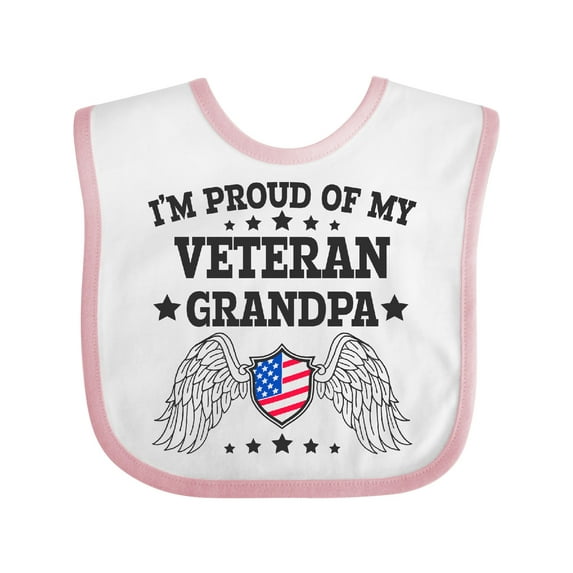 Inktastic I'm Proud of My Veteran Grandpa Boys or Girls Baby Bib