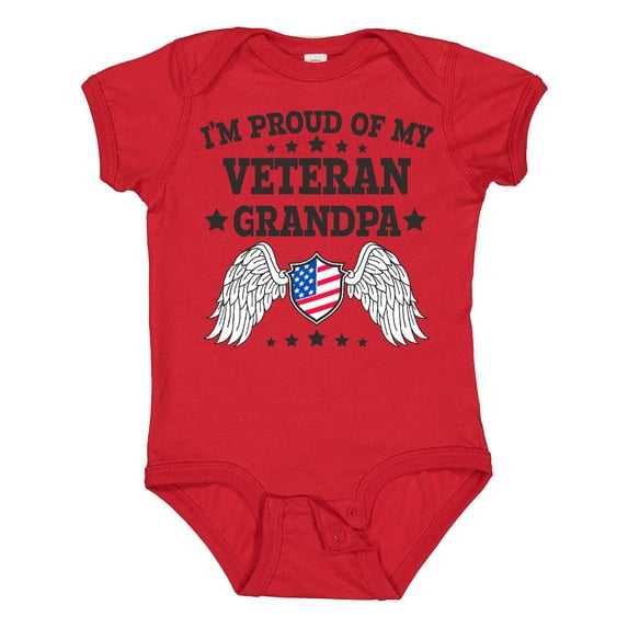 Inktastic I'm Proud of My Veteran Grandpa Boys or Girls Baby Bodysuit