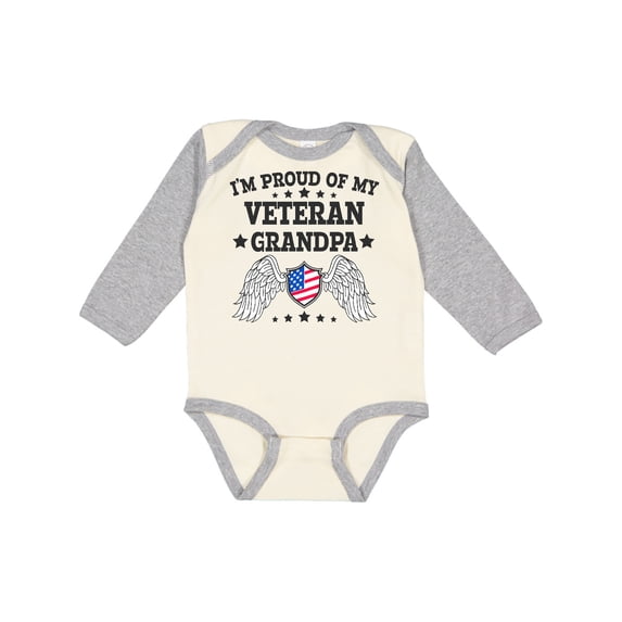 Inktastic I'm Proud of My Veteran Grandpa Boys or Girls Long Sleeve Baby Bodysuit