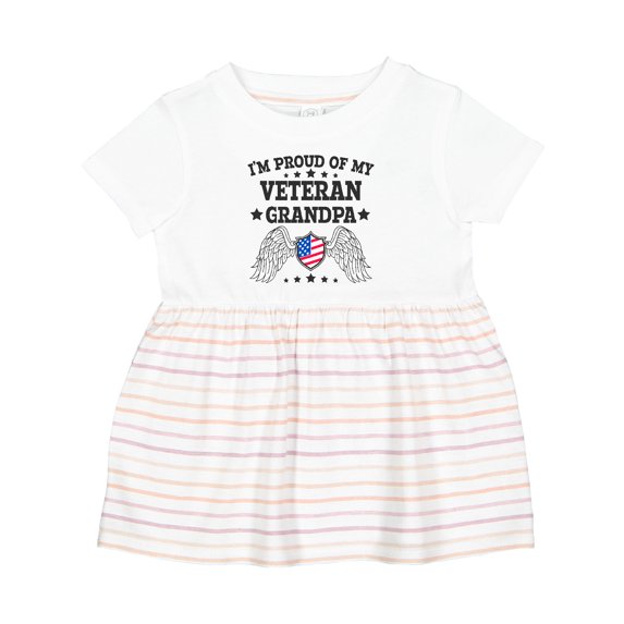 Inktastic I'm Proud of My Veteran Grandpa Girls Baby Dress
