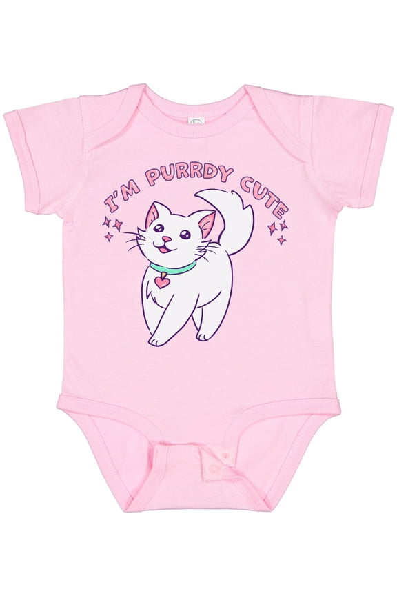 I'm Purrdy Cute White Kitty Cat Boys or Girls Baby Bodysuit