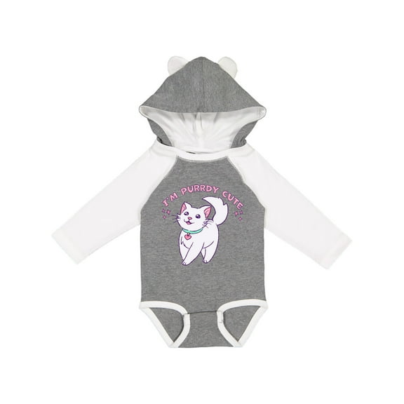 Inktastic I'm Purrdy Cute White Kitty Cat Boys or Girls Long Sleeve Baby Bodysuit