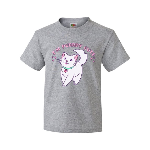 Inktastic I'm Purrdy Cute White Kitty Cat Youth T-Shirt