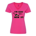 thumbnail image 1 of Inktastic I'm Sexy and I Mow It Lawnmower Fun Women's V-Neck T-Shirt, 1 of 5