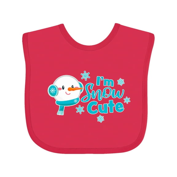 Inktastic I'm Snow Cute with Snowman and Snowflakes Christmas Boys or Girls Baby Bib