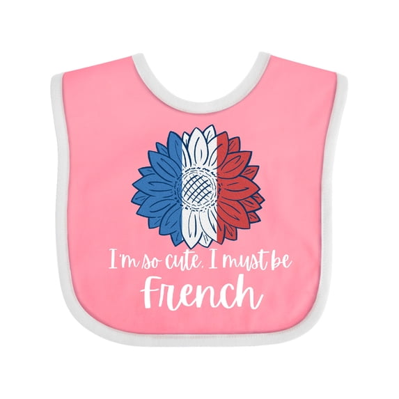 Inktastic I'm So Cute, I Must Be French Sunflower France Flag Boys or Girls Baby Bib