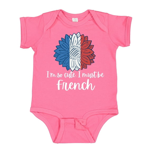 Inktastic I'm So Cute, I Must Be French Sunflower France Flag Boys or Girls Baby Bodysuit