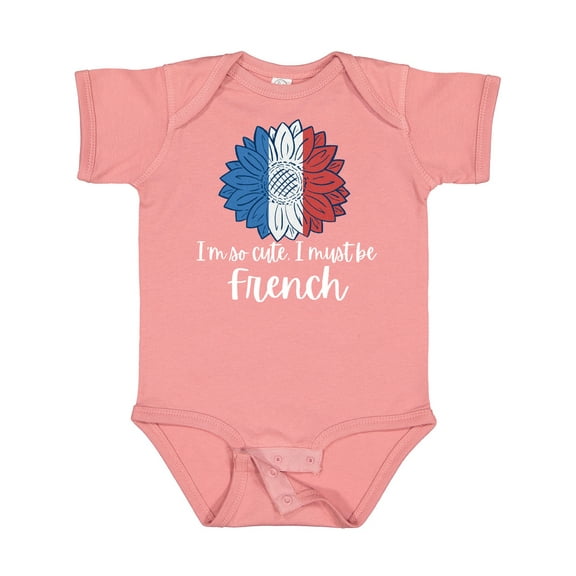 Inktastic I'm So Cute, I Must Be French Sunflower France Flag Boys or Girls Baby Bodysuit