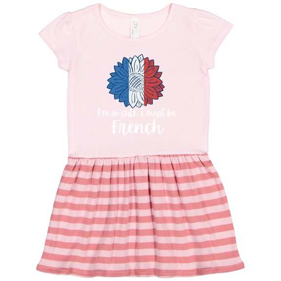 Inktastic I'm So Cute, I Must Be French Sunflower France Flag Gift Toddler Girl Dress