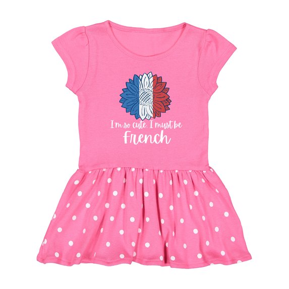 Inktastic I'm So Cute, I Must Be French Sunflower France Flag Girls Toddler Dress
