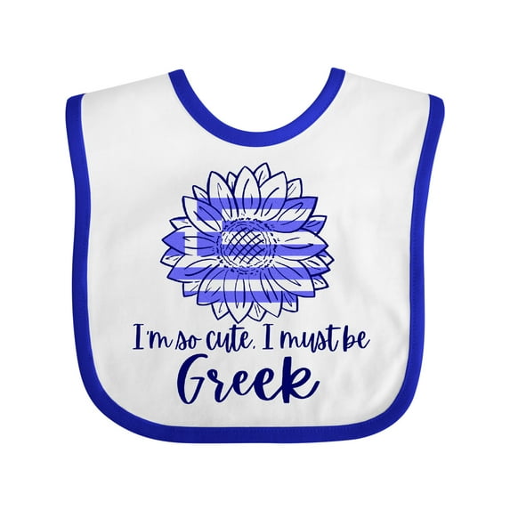 Inktastic I'm So Cute, I Must Be Greek Sunflower Boys or Girls Baby Bib