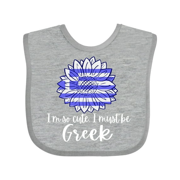Inktastic I'm So Cute, I Must Be Greek Sunflower Greece Flag Boys or Girls Baby Bib